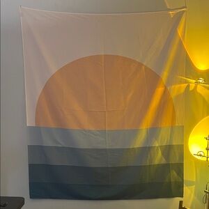 Society6 Tapestry in Peach and Blue Tones